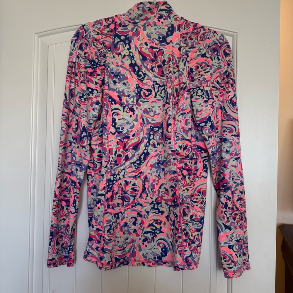 Lilly Pulitzer Weekender Half Zip La Playa Medium Green Blue Pink Luxletic - Picture 6 of 6